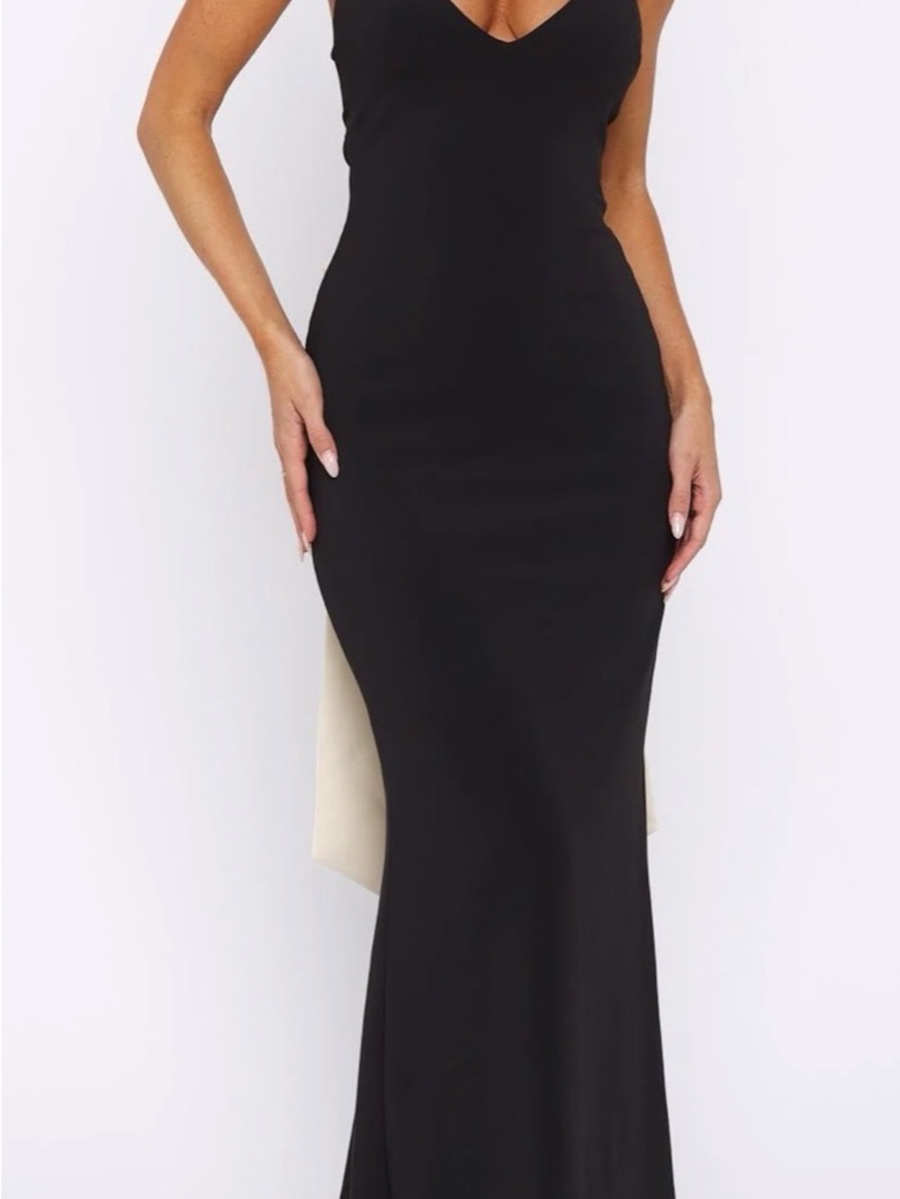 Classic Black V-Neck Evening Gown